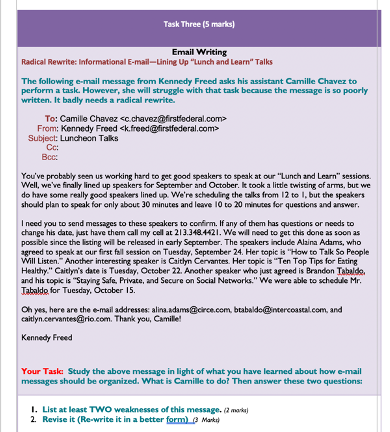 Task Three (5 marks) Email Writing Radical