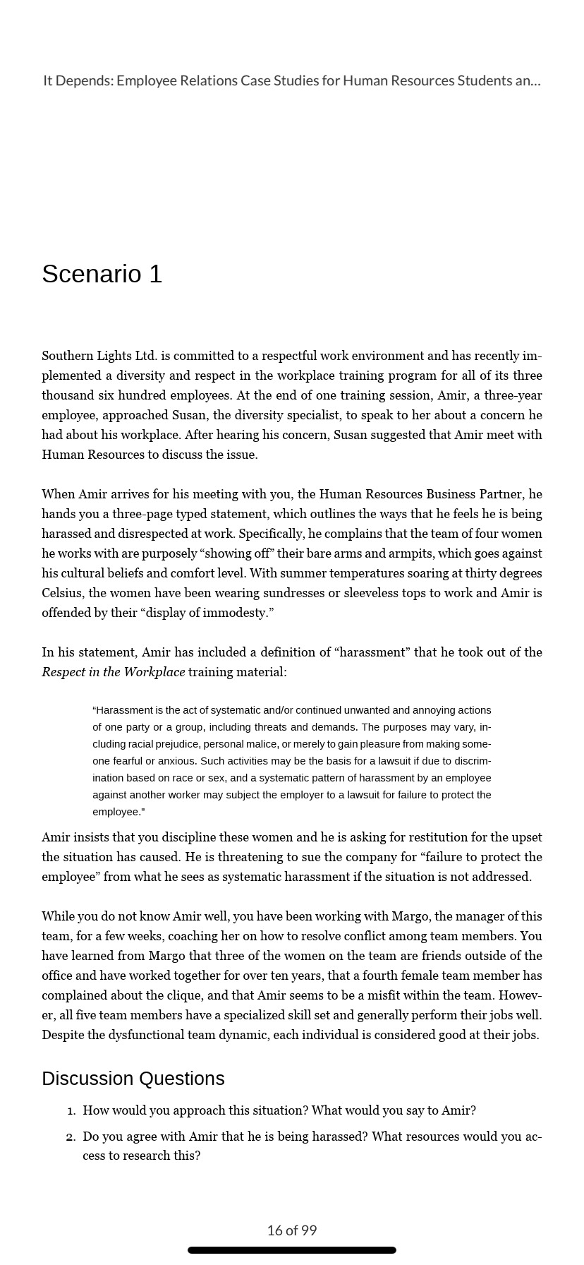 It Depends: Employee Relations Case Studies for