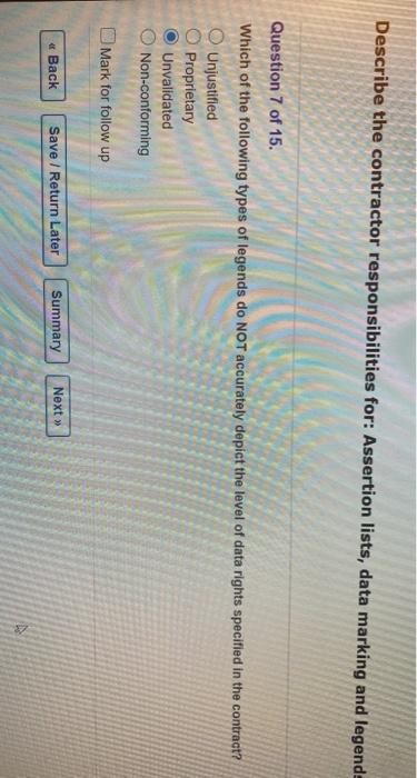 Describe the contractor responsibilities for: