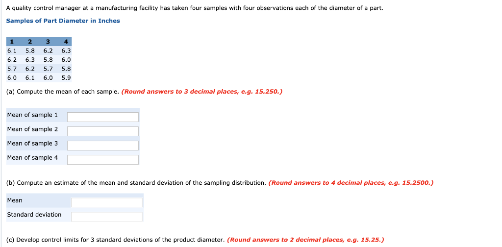 (c) Develop control limits for 3 standard
