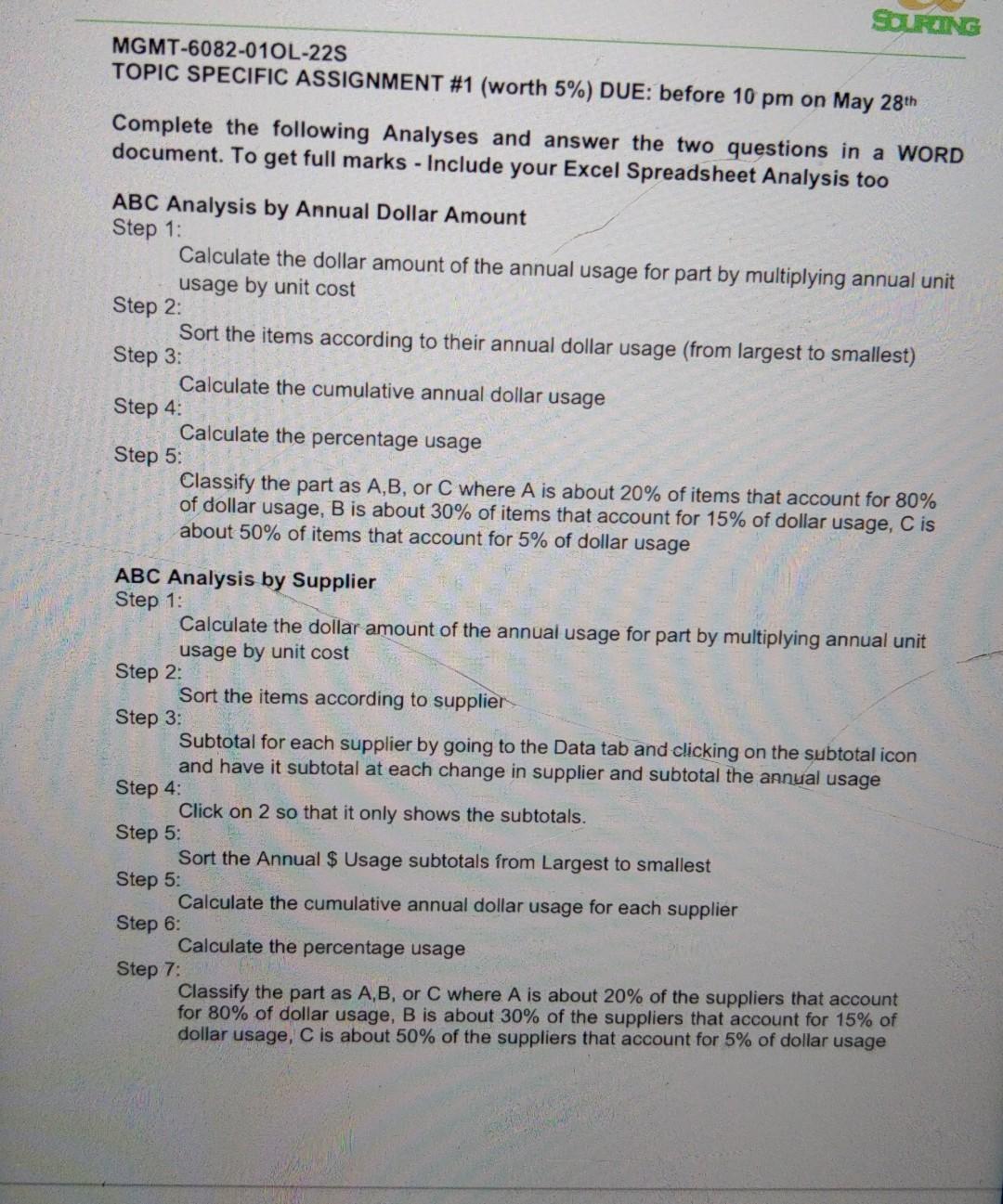 Topic Specific Assignment #1 Spend Analysis Spend