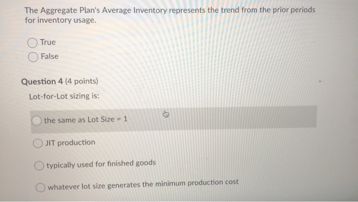 The Aggregate Plan's Average Inventory represents