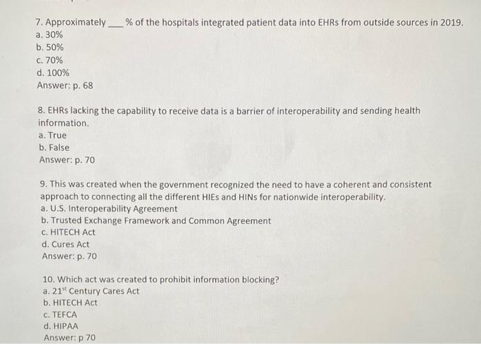7. Approximately \% of the hospitals integrated