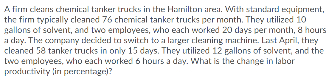 A firm cleans chemical tanker trucks in the