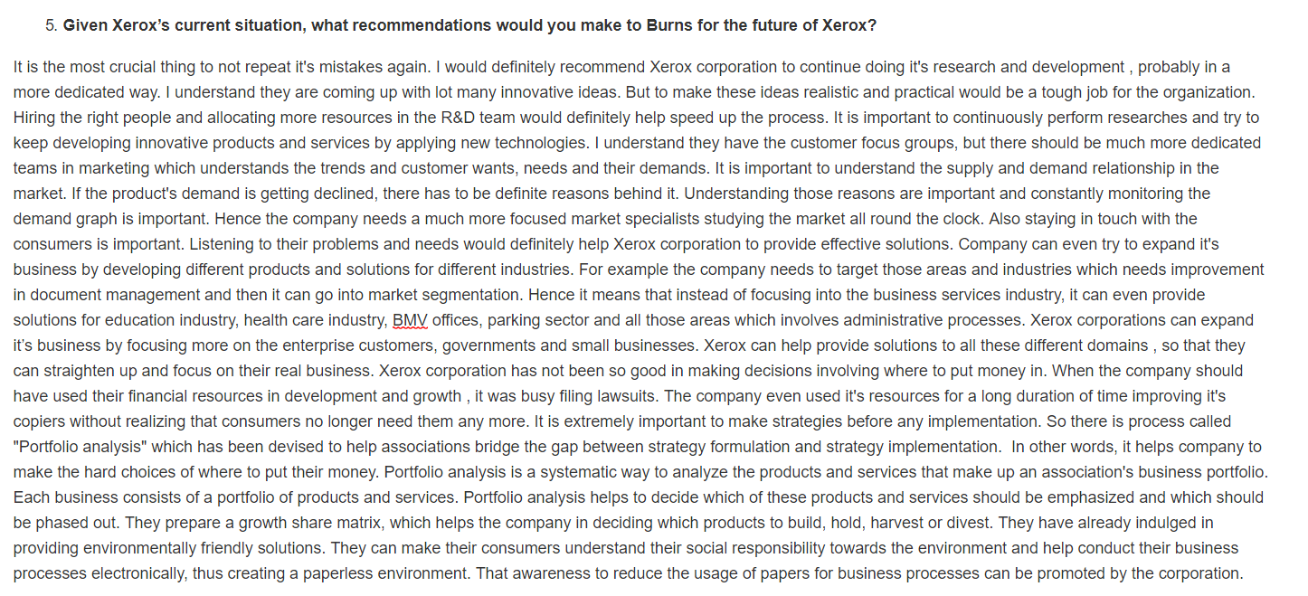 Summarize the answer for all 5 questions between