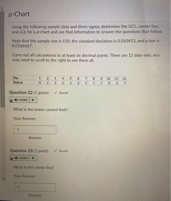 Help please! p-Chart Using the following sample