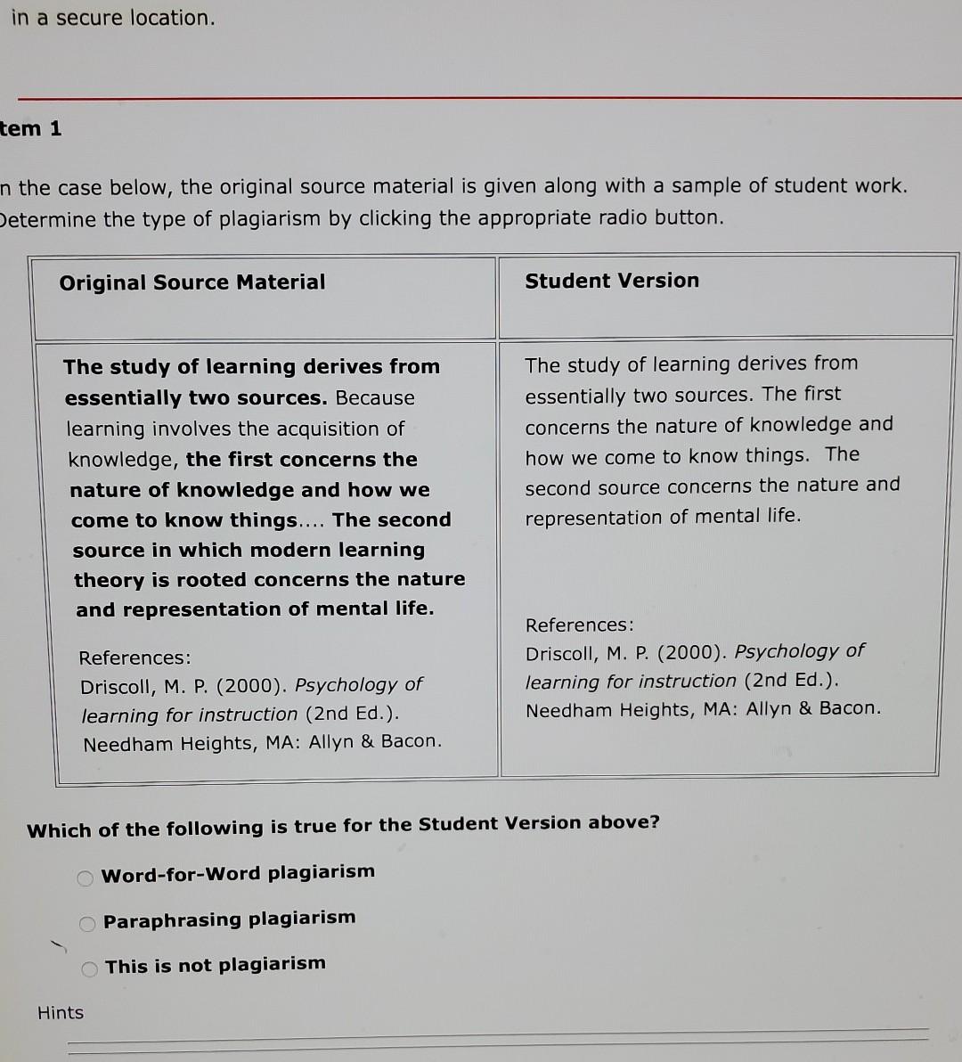 in a secure location. tem 1 n the case below, the