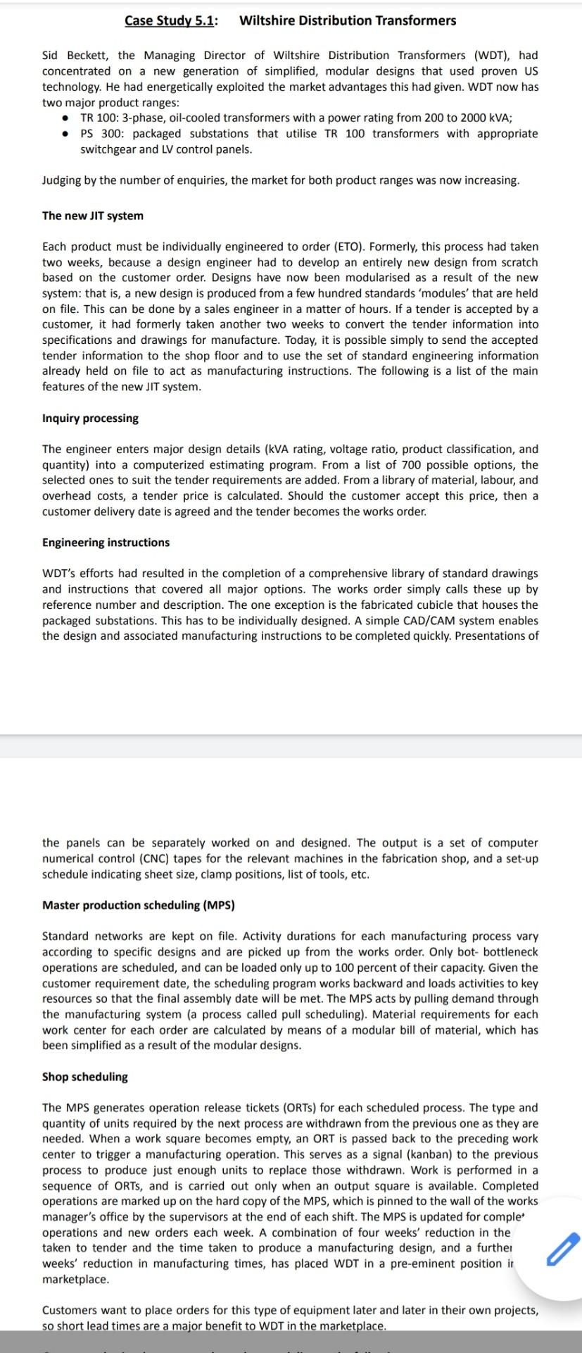 do 2 questions Case Study 5.1: Wiltshire