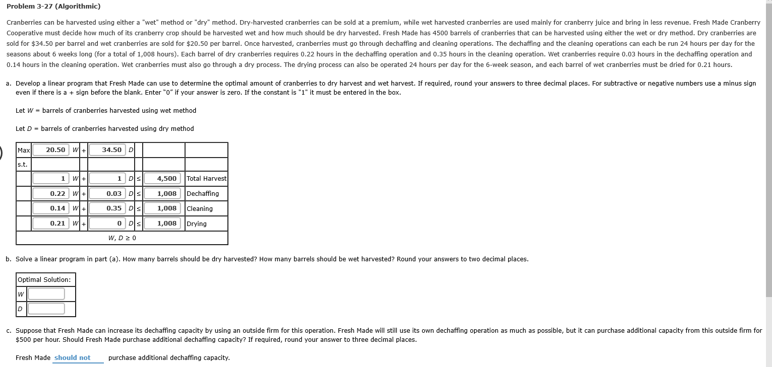 Problem 3-27 (Algorithmic) Cranberries can be