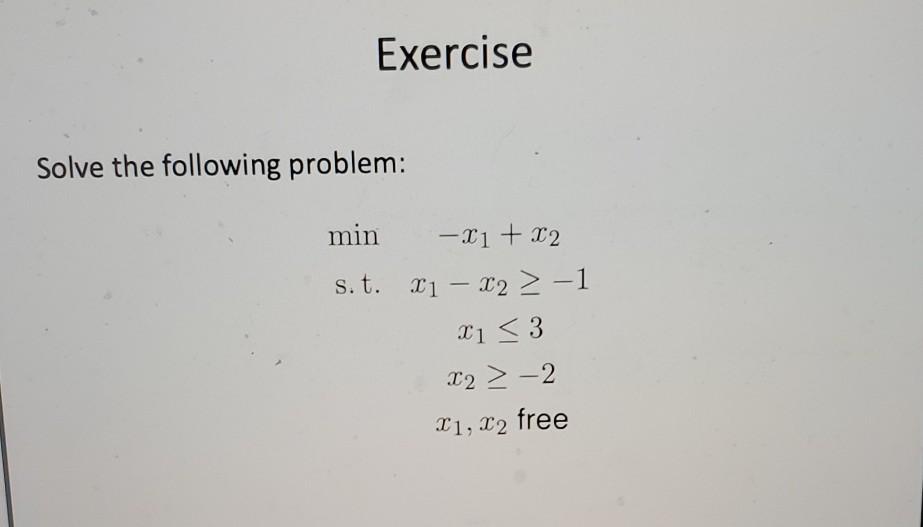 using simplex method Exercise Solve the following