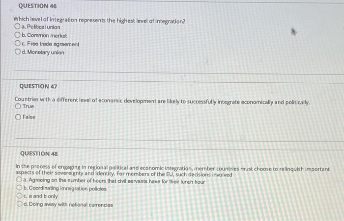 QUESTION 46 Which level of integration represents