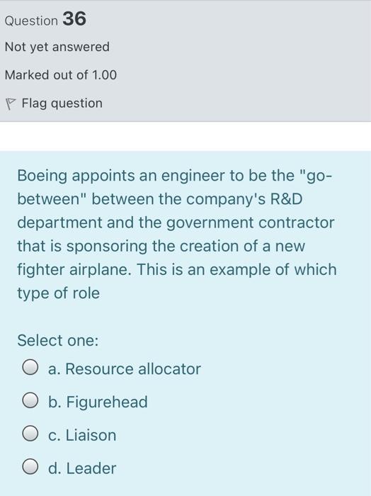 Question 36 Not yet answered Marked out of 1.00