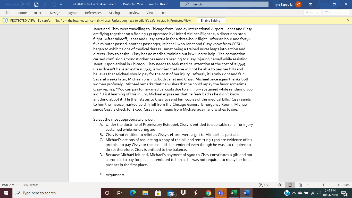 AutoSave H Fall 2020 Extra Credit Assignment 1 -