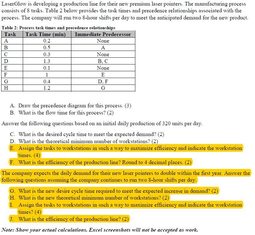 Please show formulas and setup. only need