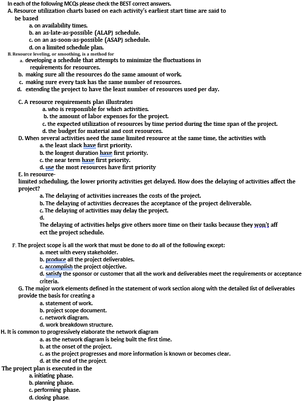 In each of the following MCQs please check the
