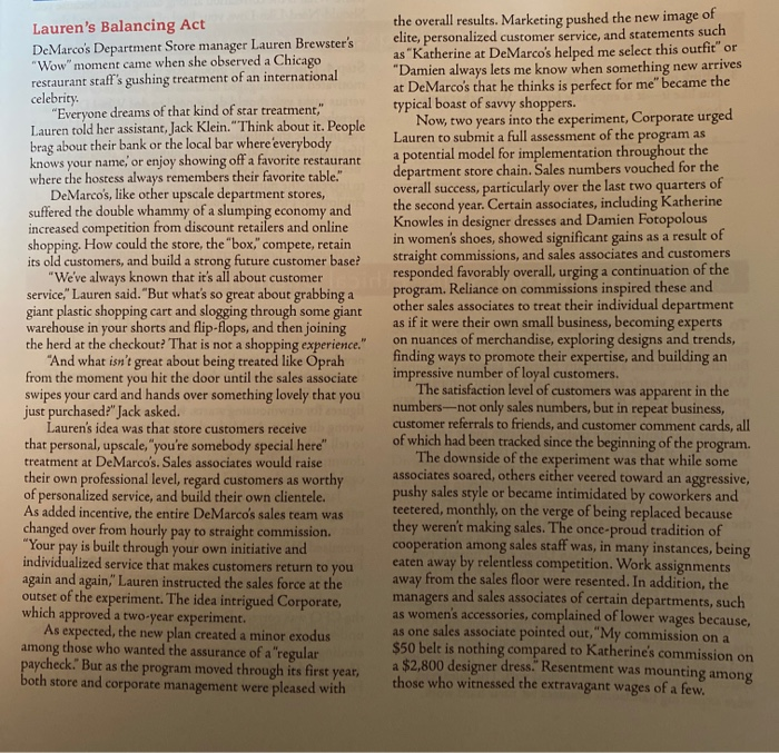 Lauren's Balancing Act DeMarco's Department Store