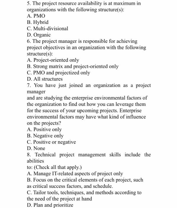 5. The project resource availability is at