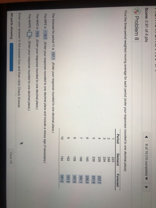 develop a three-period weighted moving average