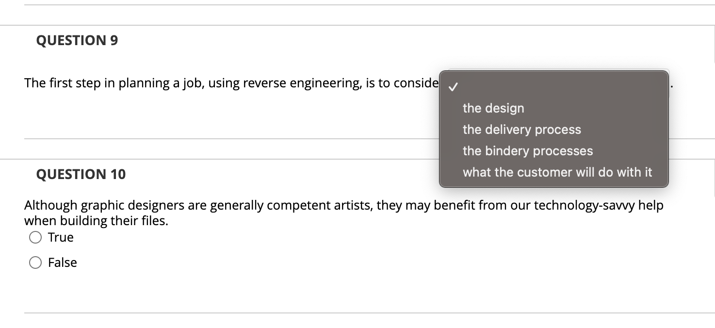The first step in planning a job, using reverse