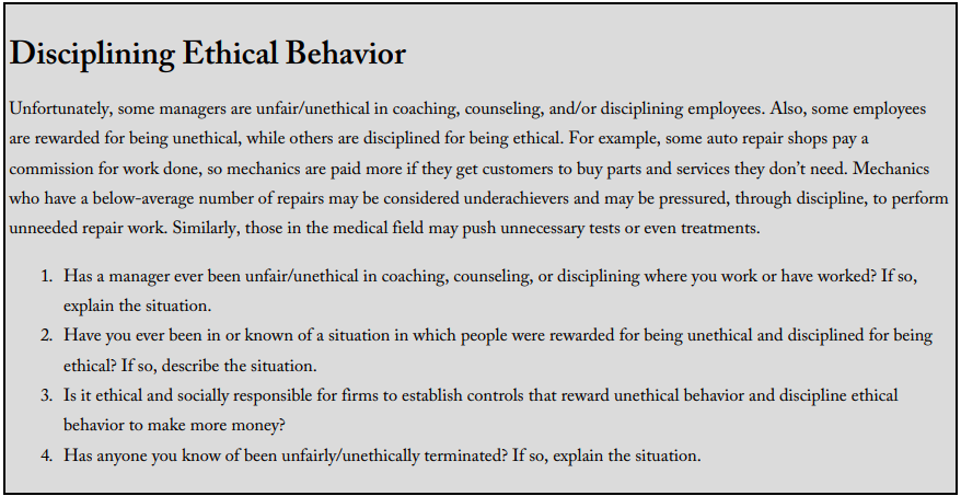 Disciplining Ethical Behavior Unfortunately, some