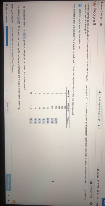 develop a three-period weighted moving average