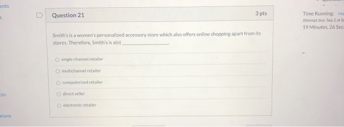 ents Question 21 3 pts Time Running: Hid Attempt