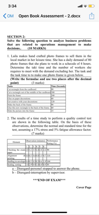 3:34 KOM Open Book Assessment - 2.docx D SECTION