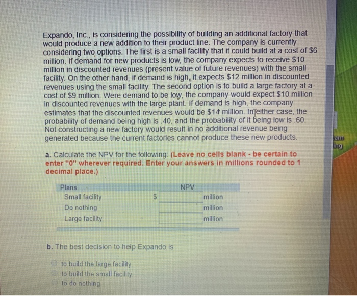 Expando, Inc., is considering the possibility of