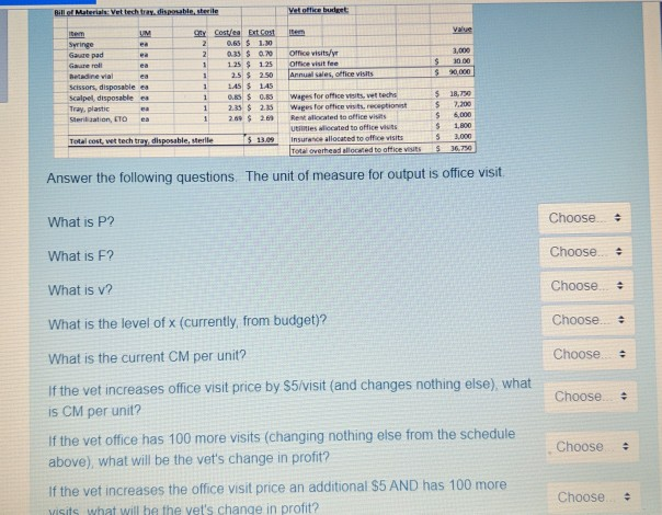 Bill of Material: Vet tech tray disposable,