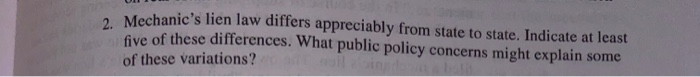 Mechanic's lien law differs appreciably from