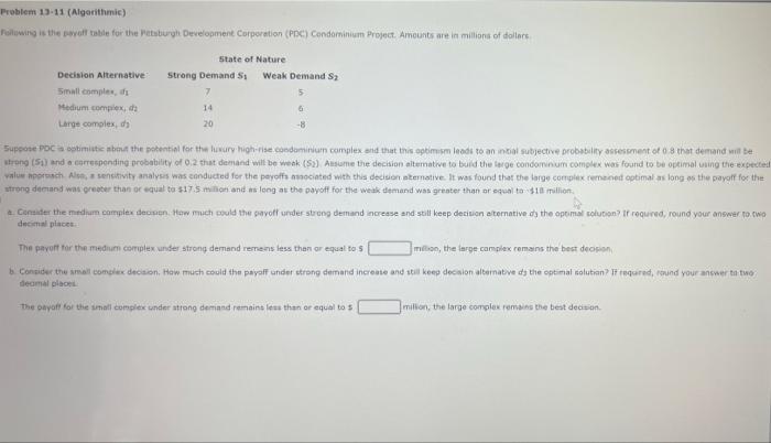 Problem 13-11 (Algorithmic) Following is the