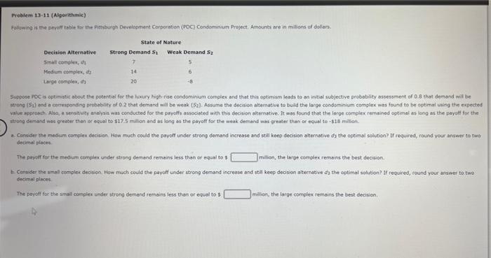 Problem 13-11 (Algorithmic) Following is the