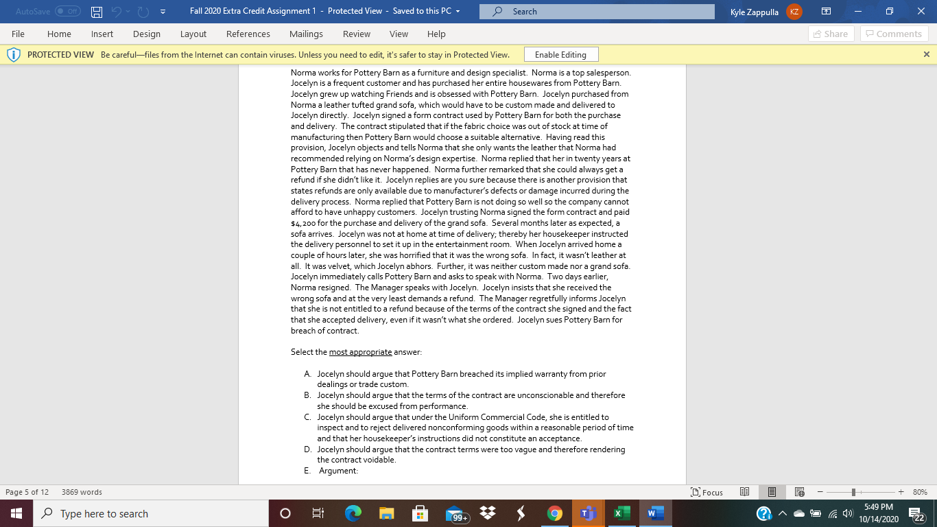 AutoSave H Fall 2020 Extra Credit Assignment 1 -