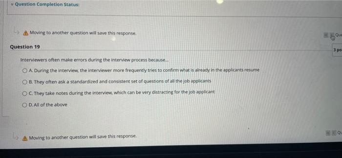 Question Completion Status: Moving to another