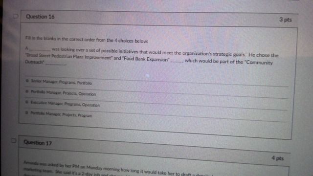 Question 16 3 pts Fa in the blanks in the correct