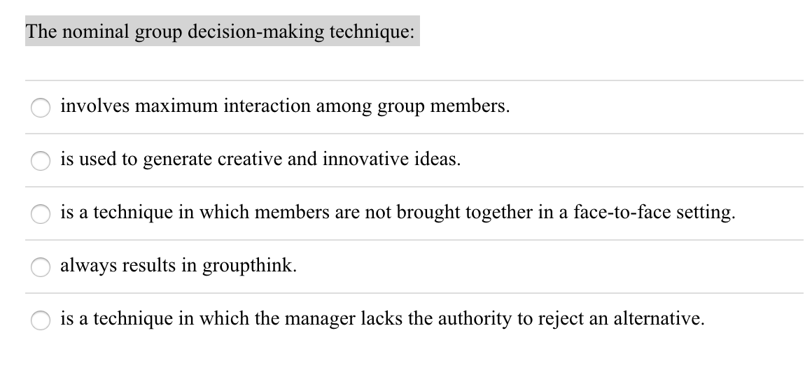 The nominal group decision-making technique: O