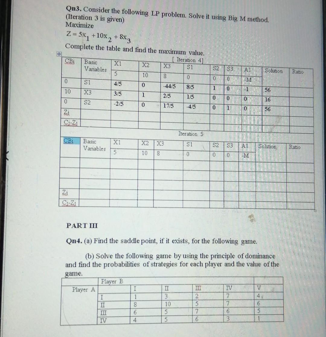 Basic | Ratio Qn3. Consider the following LP
