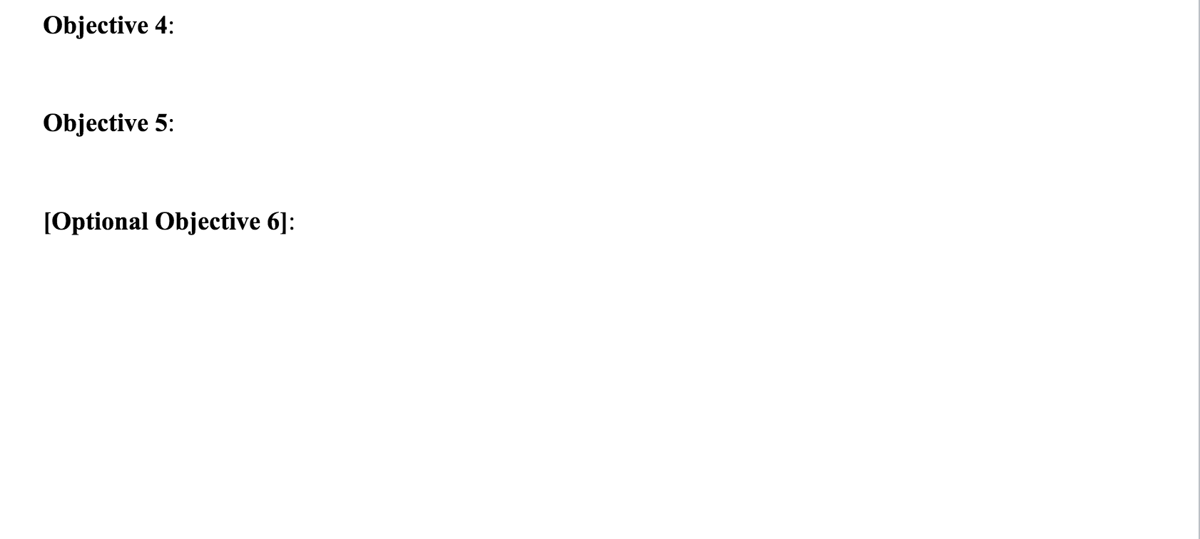 Mapping the Process onto Objectives Component: