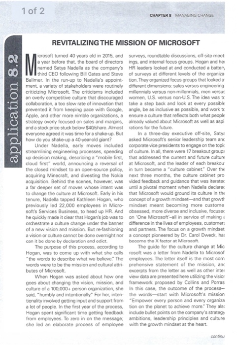 Based on the Microsoft case study 1. How did CEO.