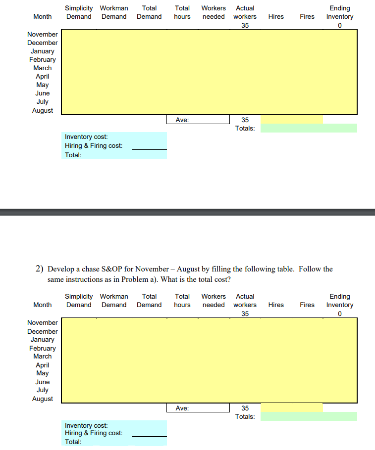 Please use Excel to solve this problem while