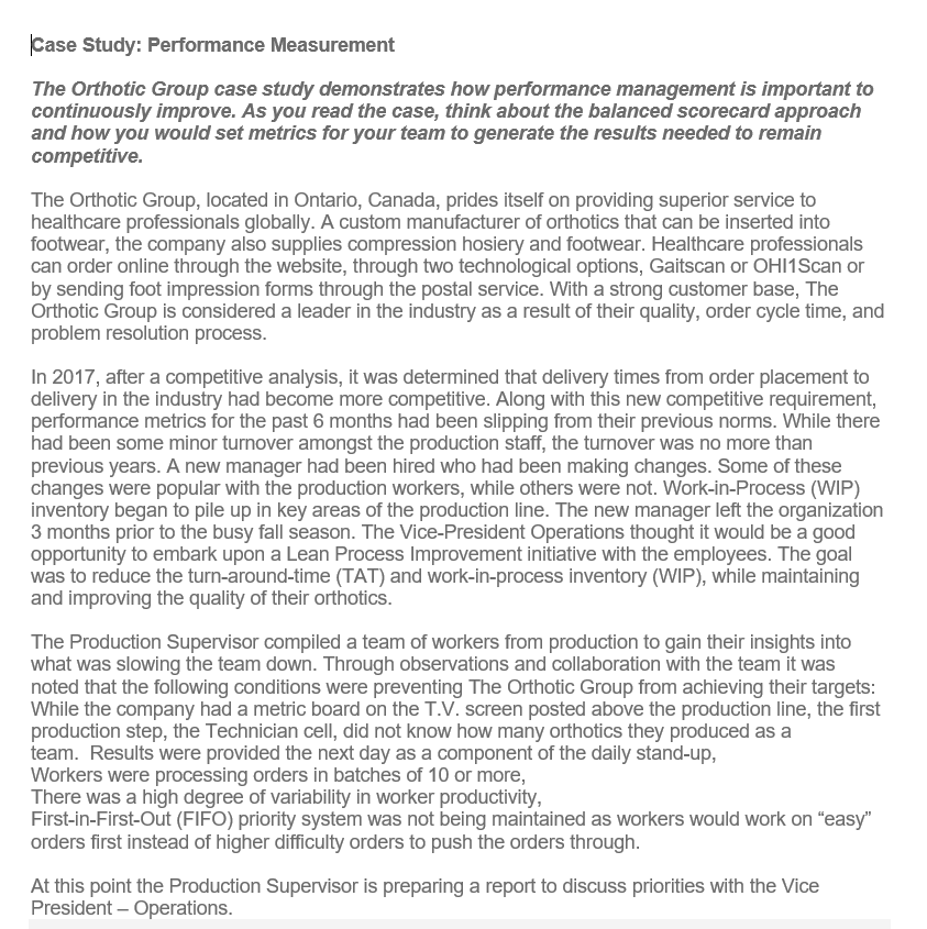 Please solve question 4 Case Study: Performance