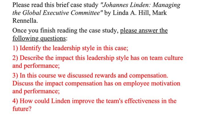 Please read this brief case study "Johannes