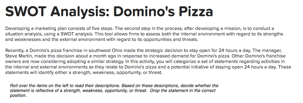 SWOT Analysis: Domino's Pizza Developing a