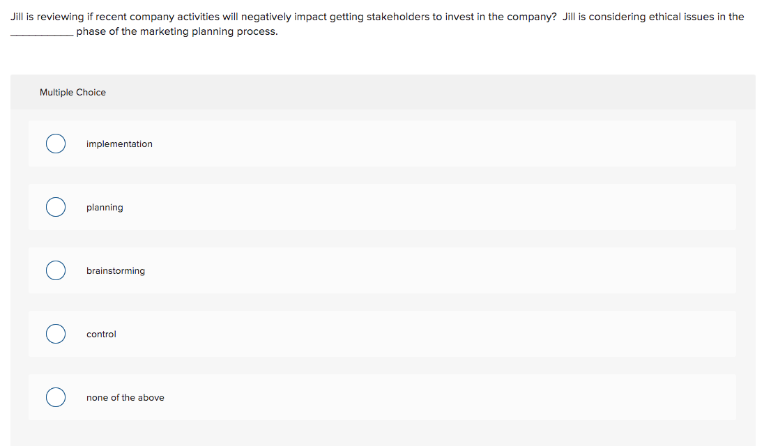 Jill is reviewing if recent company activities