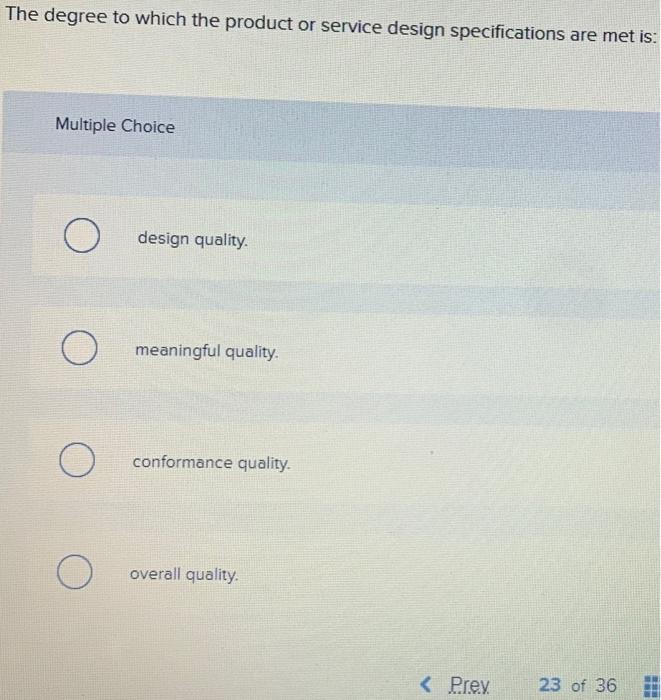 The degree to which the product or service design