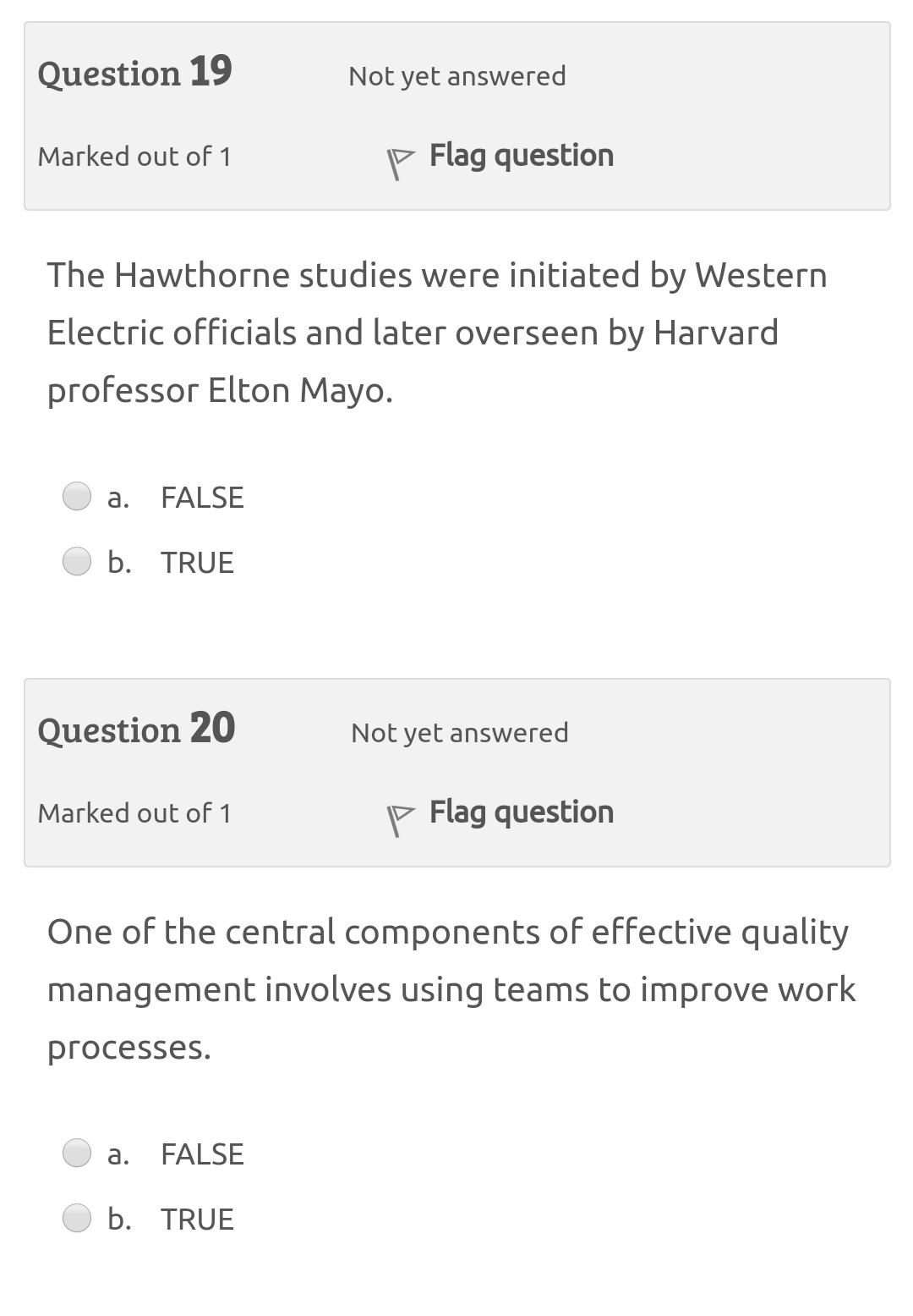 Question 19 Not yet answered Marked out of 1 P