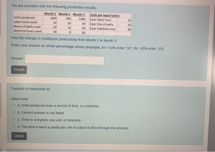 You are provided with the following production