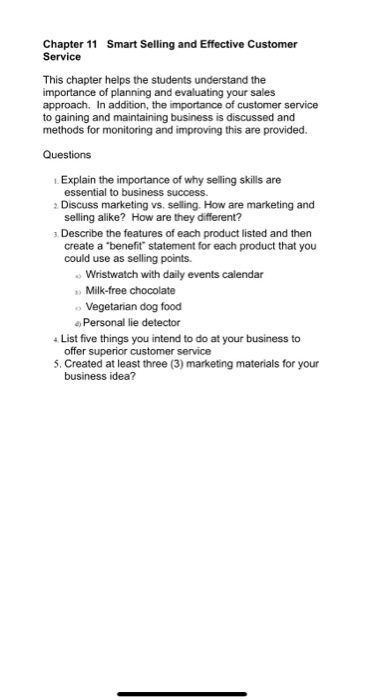 Chapter 11 Smart Selling and Effective Customer