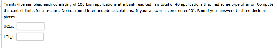 Twenty-five samples, each consisting of 100 loan