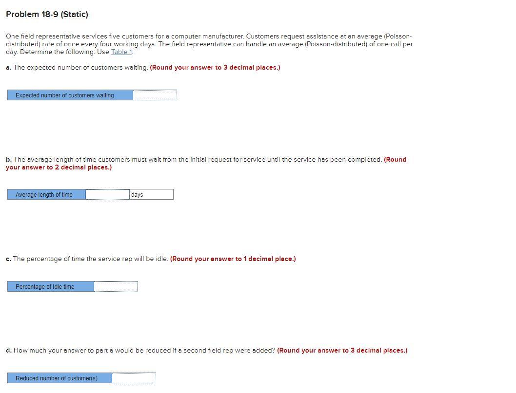 One field representative services five customers